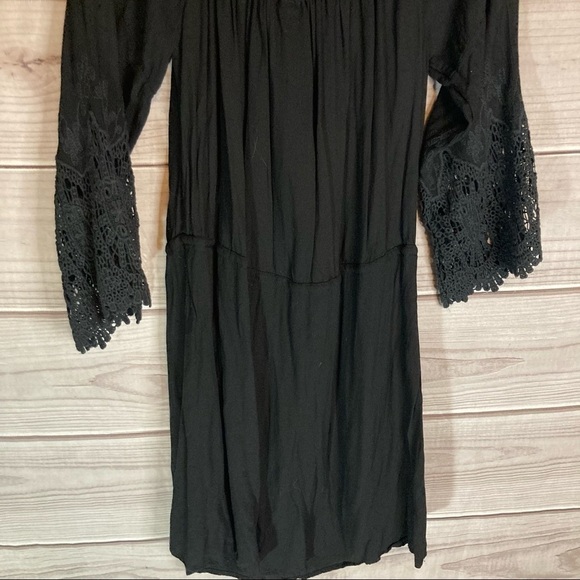 YOUNG Fabulous Broke Black Nova Mini Dress with Crochet Sleeves - Picture 8 of 11